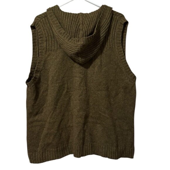 Eddie Bauer Women XXL Green Rabbit Hair Blend Knit Hooded Pocket Sweater Vest - Picture 2 of 14